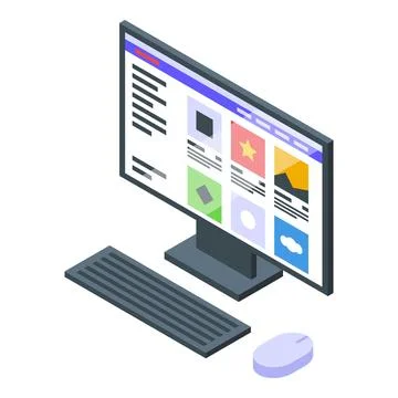 Online computer tech icon isometric vector. Digital people Stock Illustration