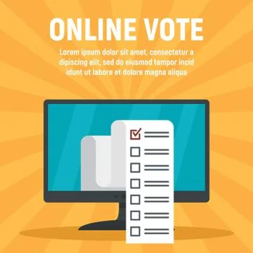 Online computer vote concept banner, flat style Illustrazione stock