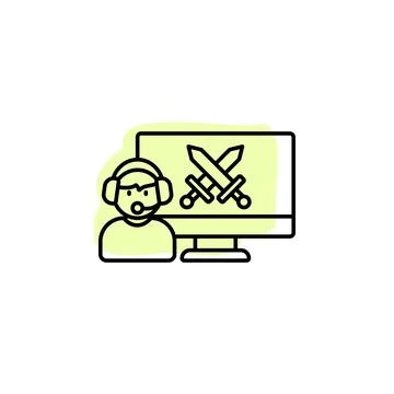 Online, computer, wars with color shadow vector icon in esport set Stock Illustration