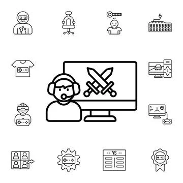 Online, computer, wars flat vector icon in esport pack Stock Illustration