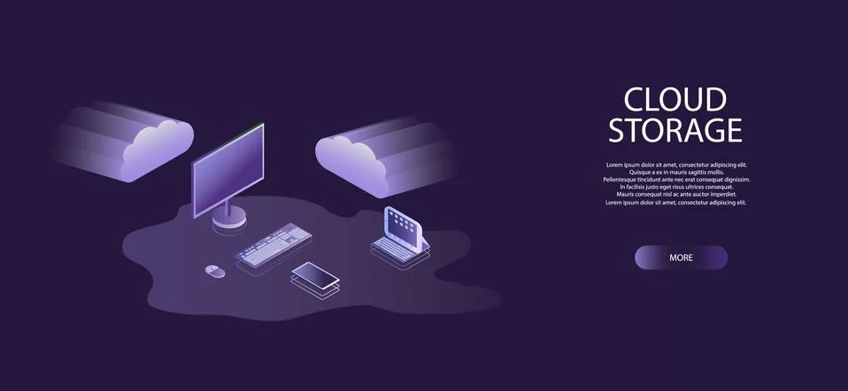 Online Computing Storage 3D isometry Concept. Isometric Flat Design Concept C Stockillustratie