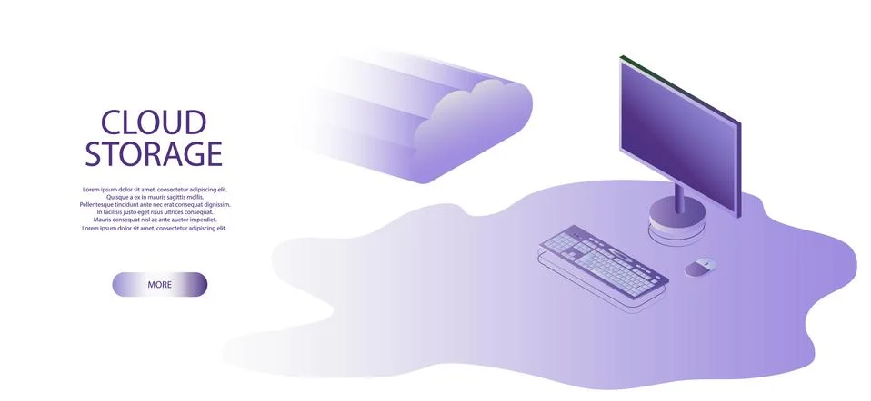 Online Computing Storage isometry Concept. Isometric Flat Design 스톡 일러스트