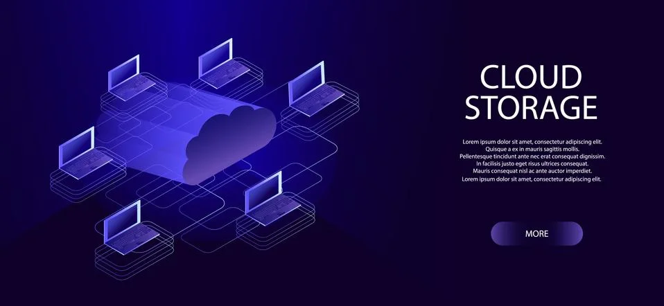 Online Computing Storage isometry Concept. Isometric Flat Design Stockillustratie