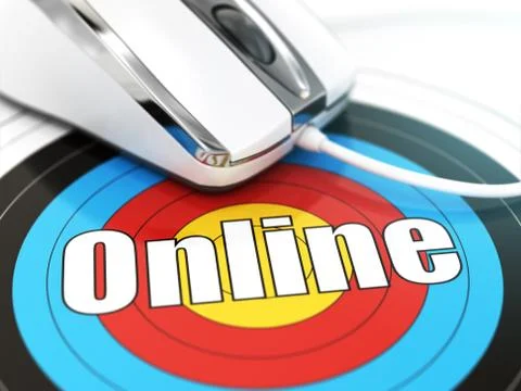 Online concept. Mouse on the target with text. イラスト素材