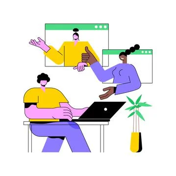 Online conference abstract concept vector illustration. Ilustração Stock