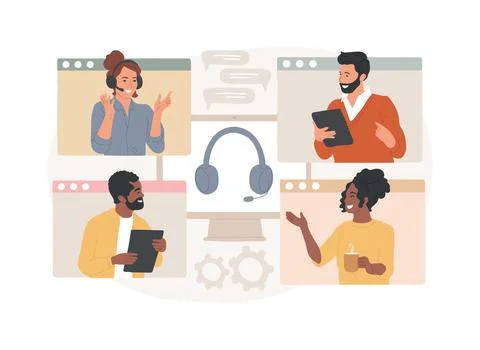 Online conference isolated concept vector illustration. Ilustración de archivo