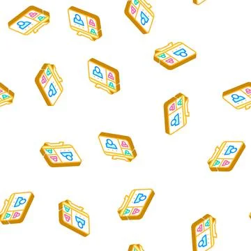 Online conference, remote work isometric icon seamless pattern Illustrazione stock