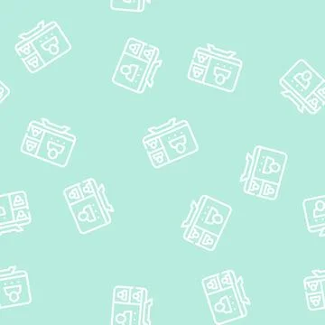 Online conference, remote work line vector seamless pattern Stock Illustration