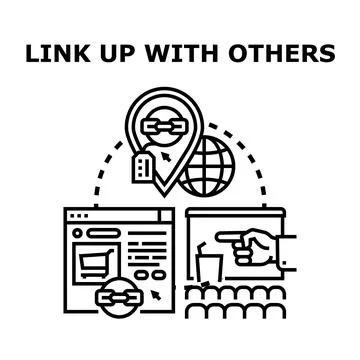 Online connection linking people and digital marketing Stock Illustration