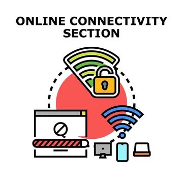 Online connectivity section showing internet access security 库存插图
