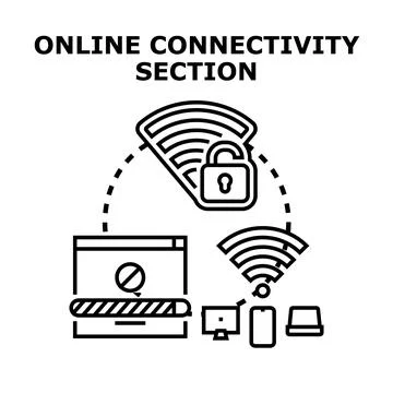 Online connectivity section showing internet access security Stock Illustration