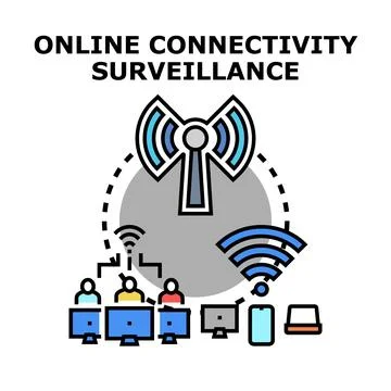 Online connectivity surveillance and data monitoring concept Stock Illustration