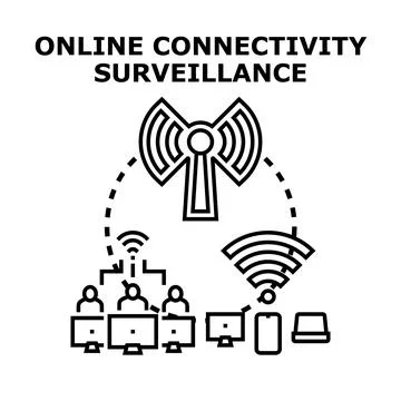 Online connectivity surveillance and data monitoring concept Stock Illustration