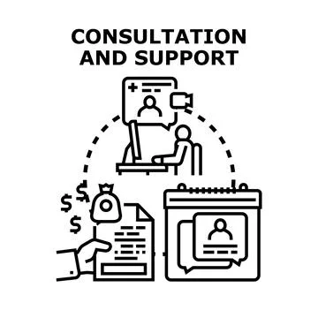 Online consultation and support services concept Stock Illustration