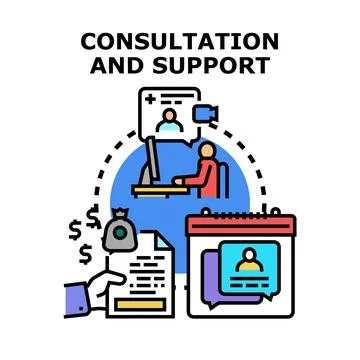 Online consultation and support services concept Stock Illustration