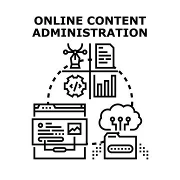 Online content administration managing digital assets system Stockillustratie