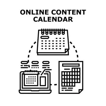 Online content calendar planning content management marketing 스톡 일러스트
