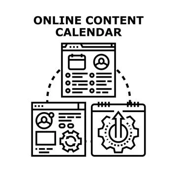 Online content calendar planning digital strategy and scheduling Illustration
