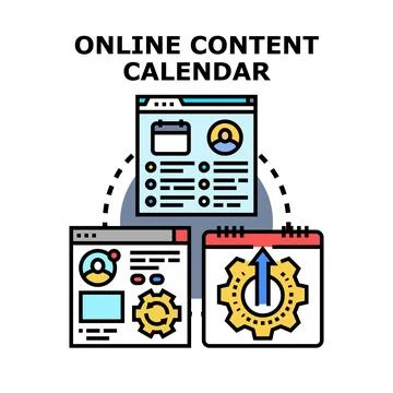 Online content calendar planning digital strategy and scheduling Stock Illustration