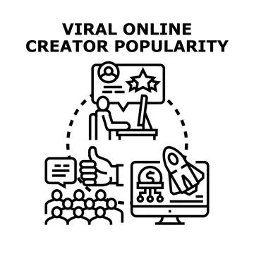 Online content creator increasing popularity and monetization Stock Illustration