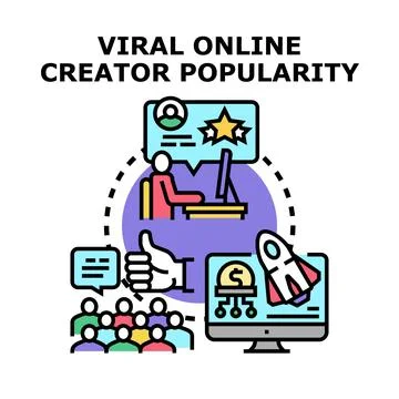 Online content creator increasing popularity and monetization Stock Illustration