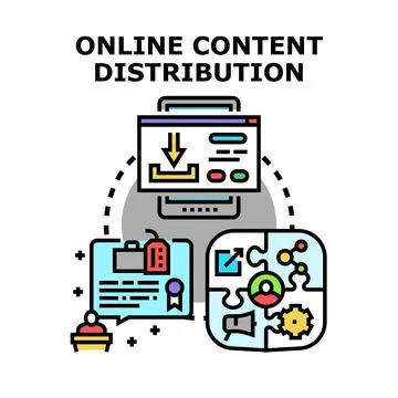 Online content distribution and digital marketing strategy Stock Illustration