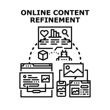 Online content refinement optimizing digital marketing strategy Stock Illustration