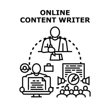 Online content writer creating content for digital marketing Stock-Illustration