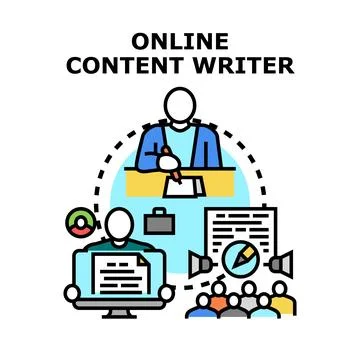 Online content writer creating content for digital marketing Stock-Illustration