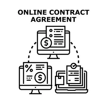 Online contract agreement process with digital documents Stockillustratie
