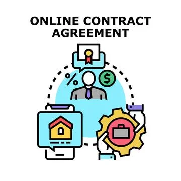 Online contract agreement process with digital documents Stock Illustration