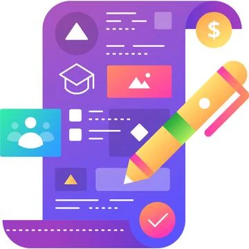 Online contract document signing flat vector icon Stock Illustration