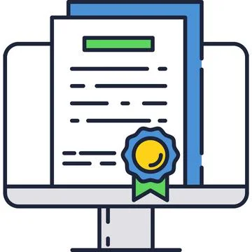 Online contract icon flat vector digital document Stockillustratie