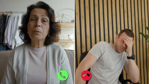 Online conversation between two individuals discussing their day Stock Footage 305548449