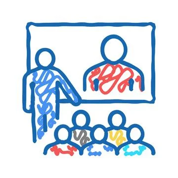 Online conversation with group icon doodle illustration 스톡 일러스트
