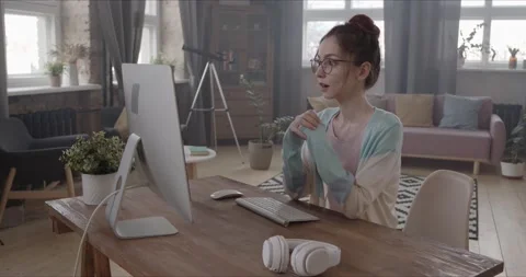 Online conversation from home Stock Footage 154319379
