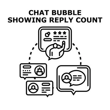Online conversation messaging with multiple replies notification Stock Illustration