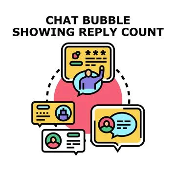 Online conversation messaging with multiple replies notification Stock Illustration
