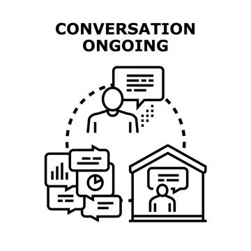 Online conversation ongoing, communication process and remote work Stock Illustration