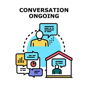 Online conversation ongoing, communication process and remote work Stock Illustration