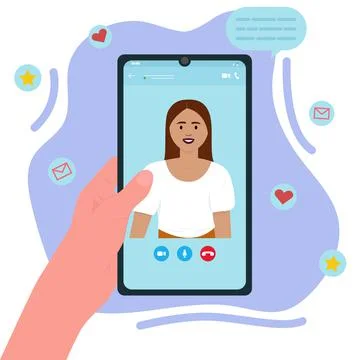 Online conversation. Video conversation. Flat vector illustration Stock Illustration