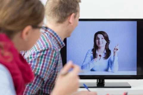 Online conversation at work Foto stock
