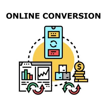 Online conversion process generating sales and revenue Stock Illustration