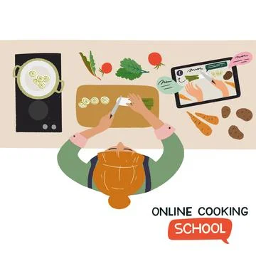 Online cooking class concept Stock Illustration