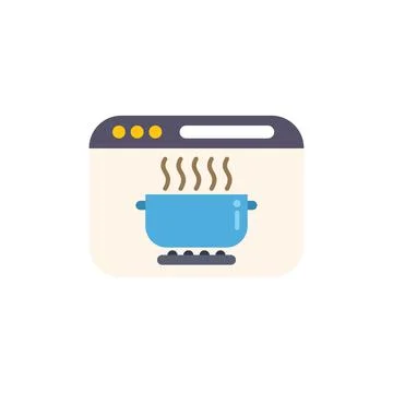 Online cooking class website interface with steaming pot icon Stock Illustration