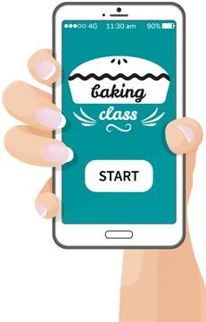 Online cooking classes concept. Start baking class mobile application on イラスト素材