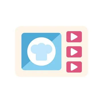 Online cooking course interface showing chef hat icon Illustrazione stock