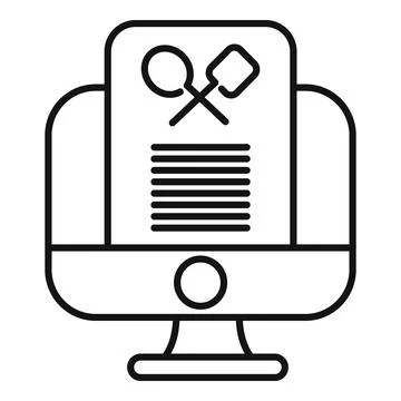 Online cooking course website displaying on computer screen icon Illustrazione stock