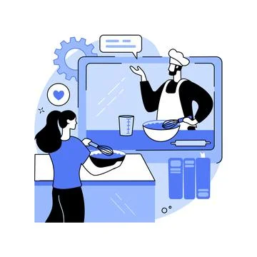 Online cooking tutorial abstract concept vector illustration. イラスト素材