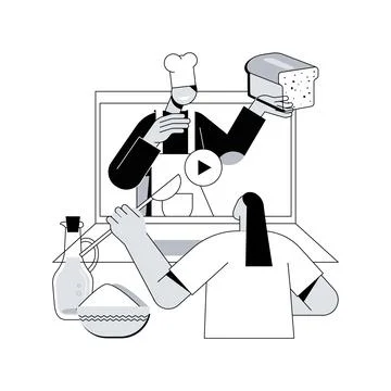 Online cooking tutorial abstract concept vector illustration. イラスト素材